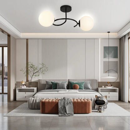 Lustra LED si cristal ORBIT, 55cm, 2xE27, Globuri, Negru