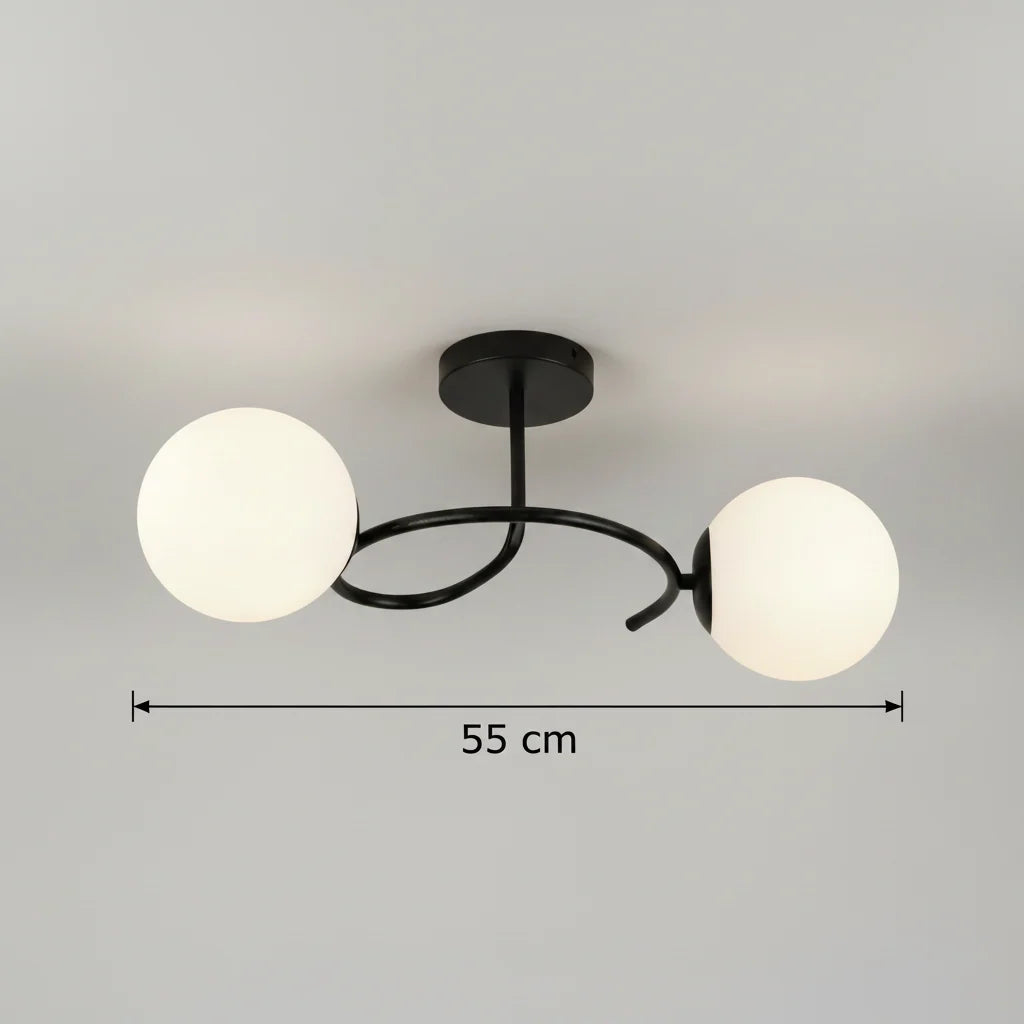 Lustra LED si cristal ORBIT, 55cm, 2xE27, Globuri, Negru