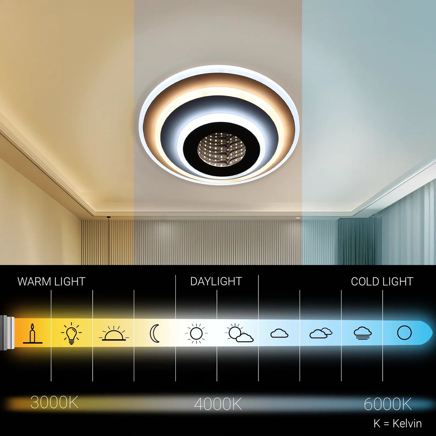 Lustra LED NEXA Rotund 3D, 17W, Alb, Lumina Rece/Calda/Neutra