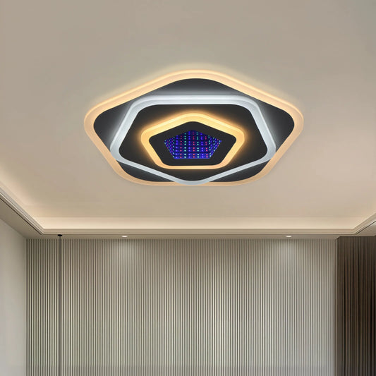 Lustra LED NEXA Pentagon 3D, 36W, Alb, pentru Hol/Coridor