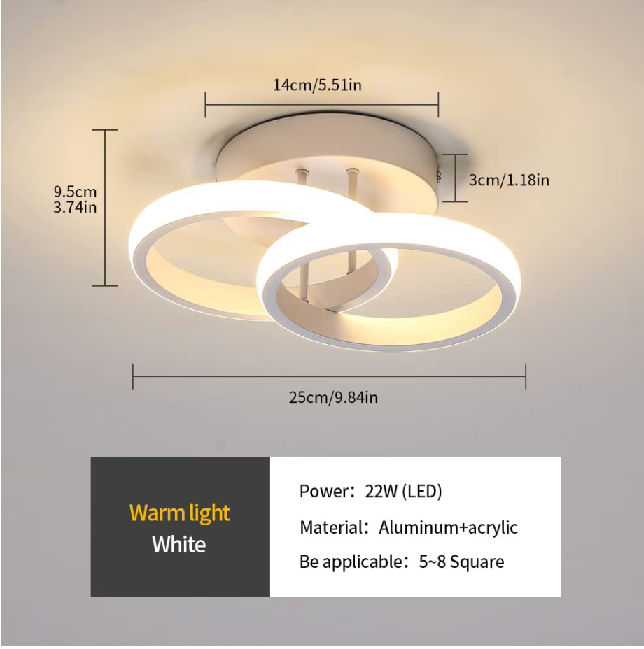 Lustra LED VERTEX Circula Cercuri Suprapuse, 44W, 2 Cercuri, Lumina Rece/Calda/Neutra, Alb