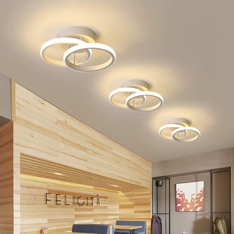 Lustra LED VERTEX Circula Cercuri Suprapuse, 44W, 2 Cercuri, Lumina Rece/Calda/Neutra, Alb