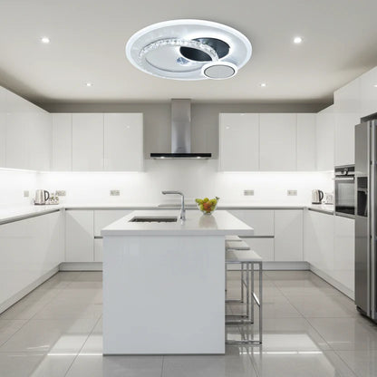 Lustra LED cu cristal HELIOX, 43W, 4 Cercuri, lumina Rece/Calda/Neutra, Alb