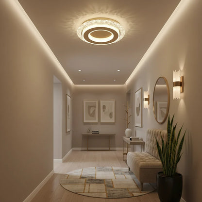Lustra LED AGOL Petito, 29W, Diametru 20cm, Lumina Calda/Neutra/Rece, Auriu, Metal si Acril
