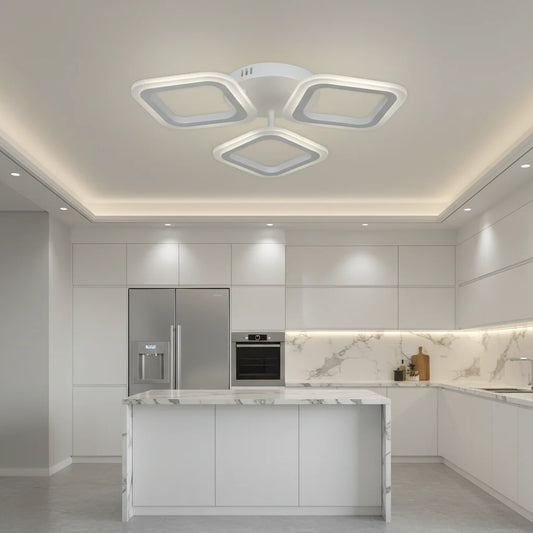 Lustra LED ERIKA, 24W, 3 Patrate, lumina Neutra, Alb