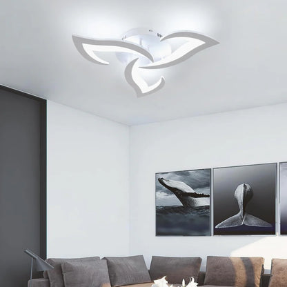 Lustra LED cu telecomanda LOTUS, 48W, 3 Petale, lumina Rece/Calda/Neutra, Dimabila, Alb
