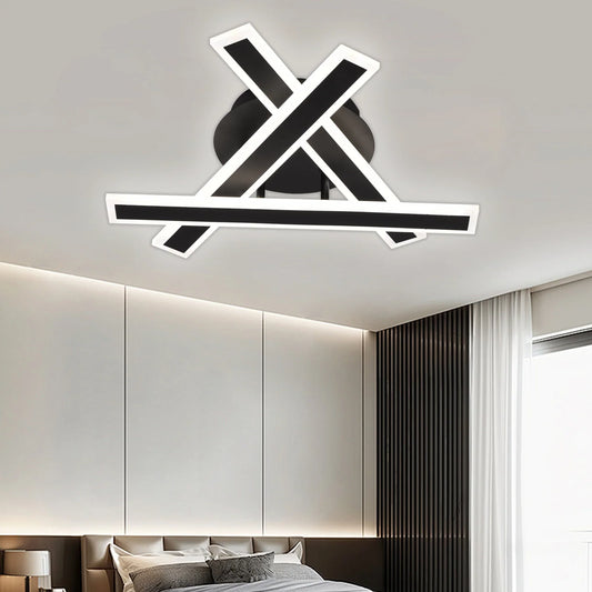 Lustra LED cu Telecomanda LT755, 62W, 40x5.5x10,Lumina Rece/Calda/Neutra, Dimabila, Negru, Metal, Plexiglas