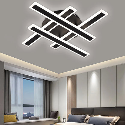 Lustra LED cu Telecomanda LT755/4BK, 80W, 46x5.5x7.5, Lumina Rece/Calda/Neutra, Dimabila, Negru, Fier, Plexiglas