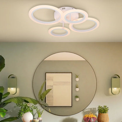 Lustra LED Telecomanda 44W Alb BETTY - 4 Cercuri, Dimabila, Lumina Rece/Calda/Neutra