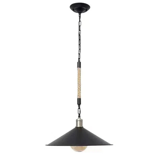 Lustra Franghie LV570/1BK, 1xE27, Diametru 26.5 cm, Inaltime 11 cm, IP20, Maro, Negru, Metal si Sfoara