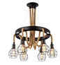 Lustra Suspendata Vintage, LV583/6BK, 6xE27, Diametru 60 cm, Inaltime Reglabila, IP20, Maro, Metal si Sfoara, Becuri Neincluse