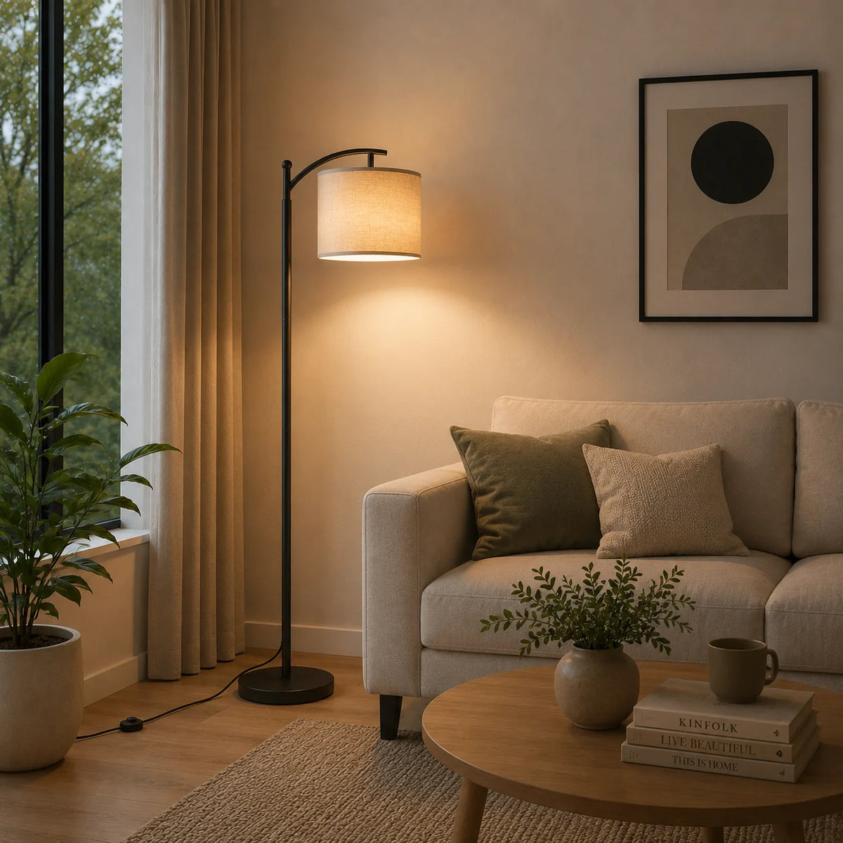 Lampadar KOKSHETAU, 1 x E27, Metal, Alb si Negru