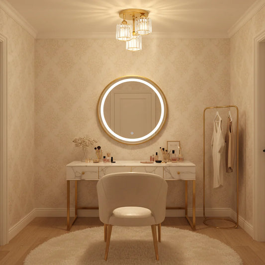 Lustra Clasica SUKAS, 3xE27, Metal si Cristal, Auriu