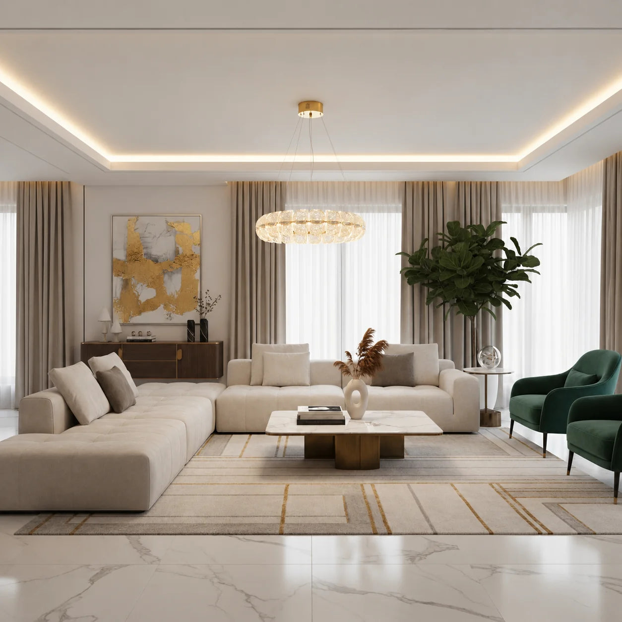 Lustra Cristal MAYON Supremo, 80x80cm, 3000K/4000K/6000K, 210W, Metal si Acrilic, Auriu