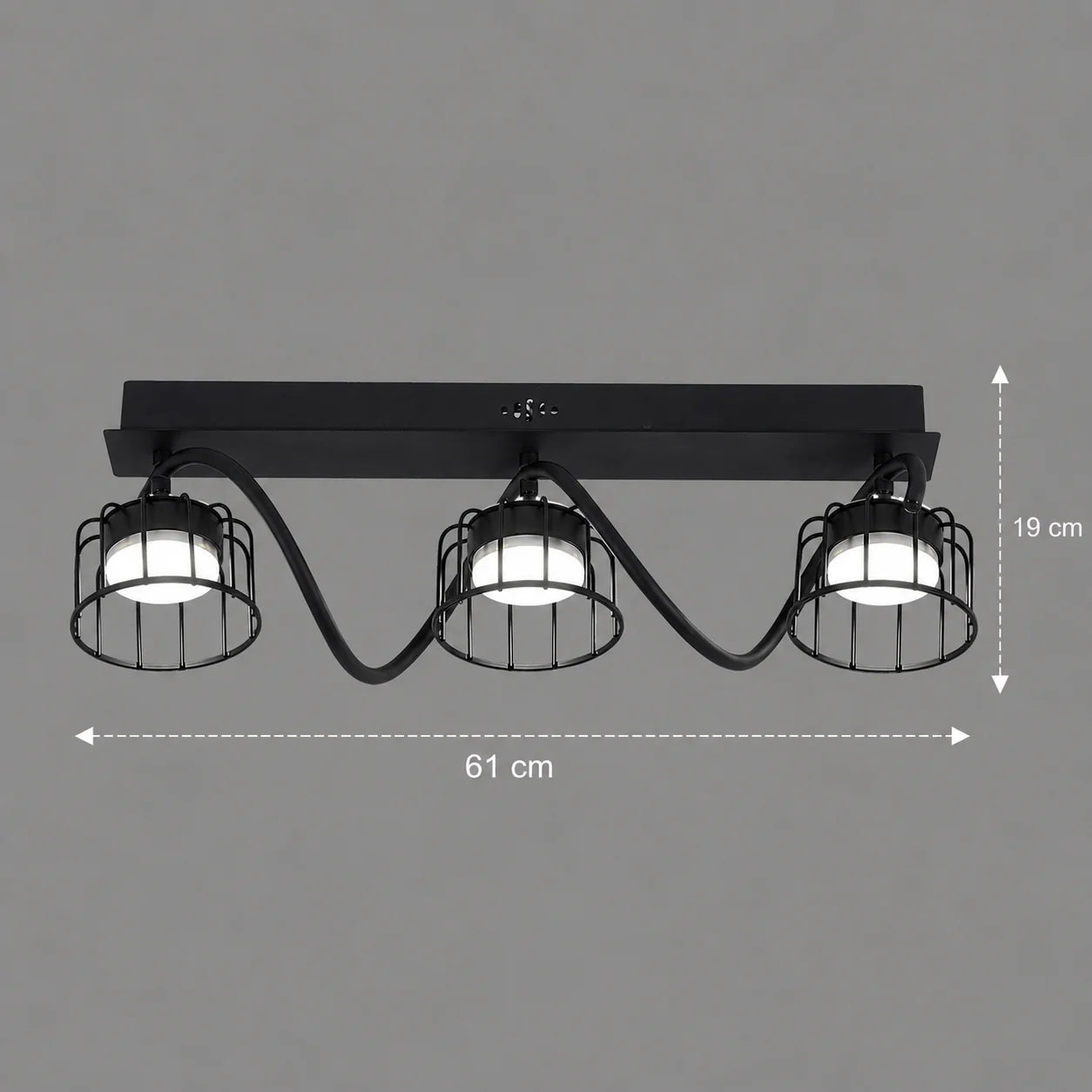 Lustra EPS, 3xG53, 61x15cm, Metal si Plastic, Negru