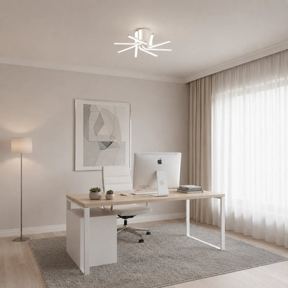 Lustra LED cu telecomanda IBANE, 8 surse, 3000K/4000K/6000K, 128W, Metal si Silicon, Alb