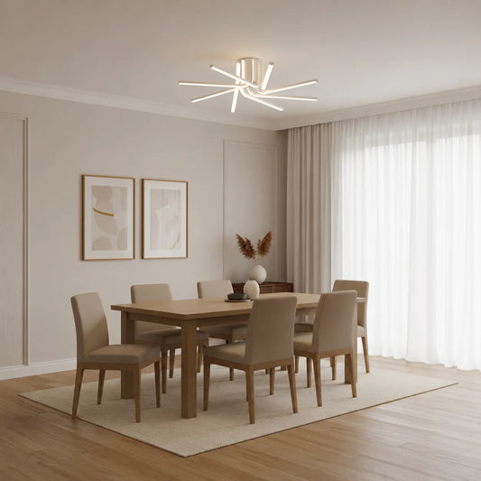 Lustra LED cu telecomanda IBANE, 8 surse, 3000K/4000K/6000K, 144W, Metal si Silicon, Alb