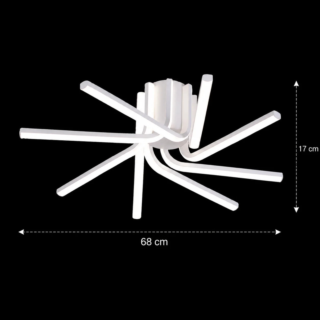 Lustra LED cu telecomanda IBANE, 8 surse, 3000K/4000K/6000K, 144W, Metal si Silicon, Alb