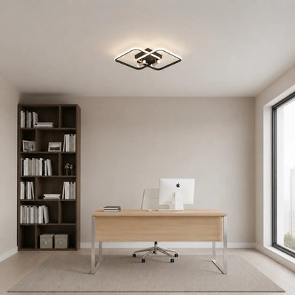 Lustra LED cu telecomanda SOLA, 2 surse, 3000K/4000K/6000K, 108W, Metal si Silicon, Negru