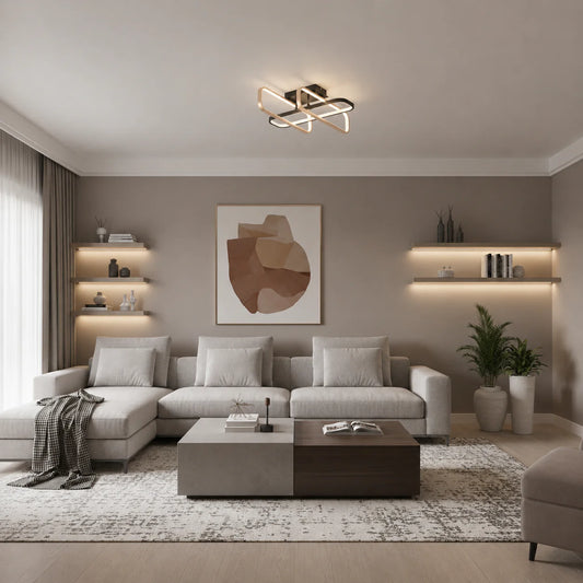Lustra LED cu telecomanda TRANBERG, 3 surse(1negre+2auriu), 3000K/4000K/6000K, 144W, Metal si Plastic, Negru
