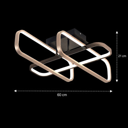Lustra LED cu telecomanda TRANBERG, 3 surse(1negre+2auriu), 3000K/4000K/6000K, 144W, Metal si Plastic, Negru