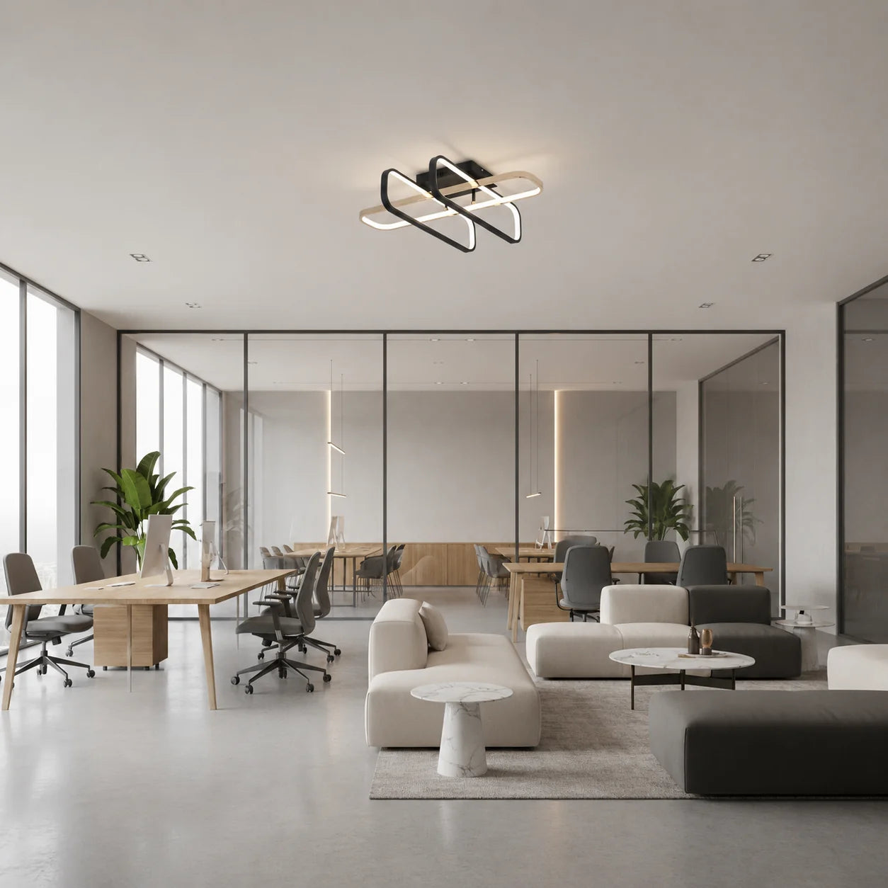 Lustra LED cu telecomanda TRANBERG, 3 surse(2negre+1auriu), 3000K/4000K/6000K, 152W, Metal si Plastic, Negru