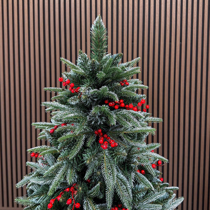 Brad artificial , Miahelene Elite, verde nins cu merisoare, mix 2D+3D, 180 cm