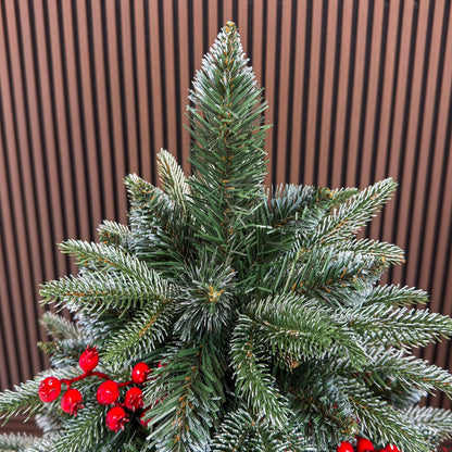 Brad artificial , Miahelene Elite, verde nins cu merisoare, mix 2D+3D, 180 cm