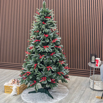 Brad artificial , Miahelene Elite, verde nins cu merisoare, mix 2D+3D, 180 cm