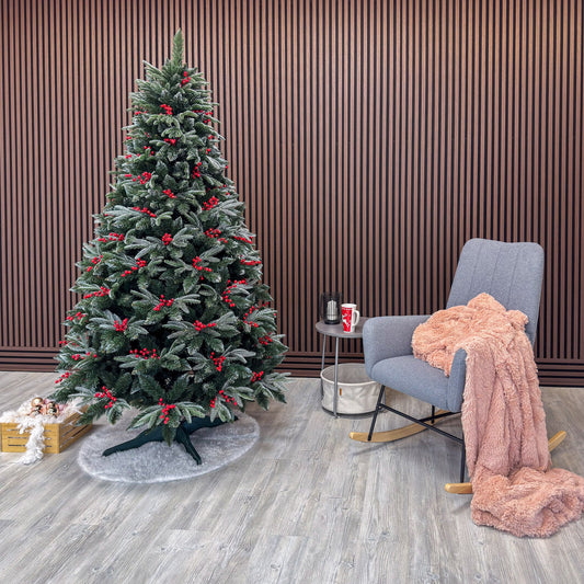 Brad artificial , Miahelene Elite, verde nins cu merisoare, mix 2D+3D, 220 cm