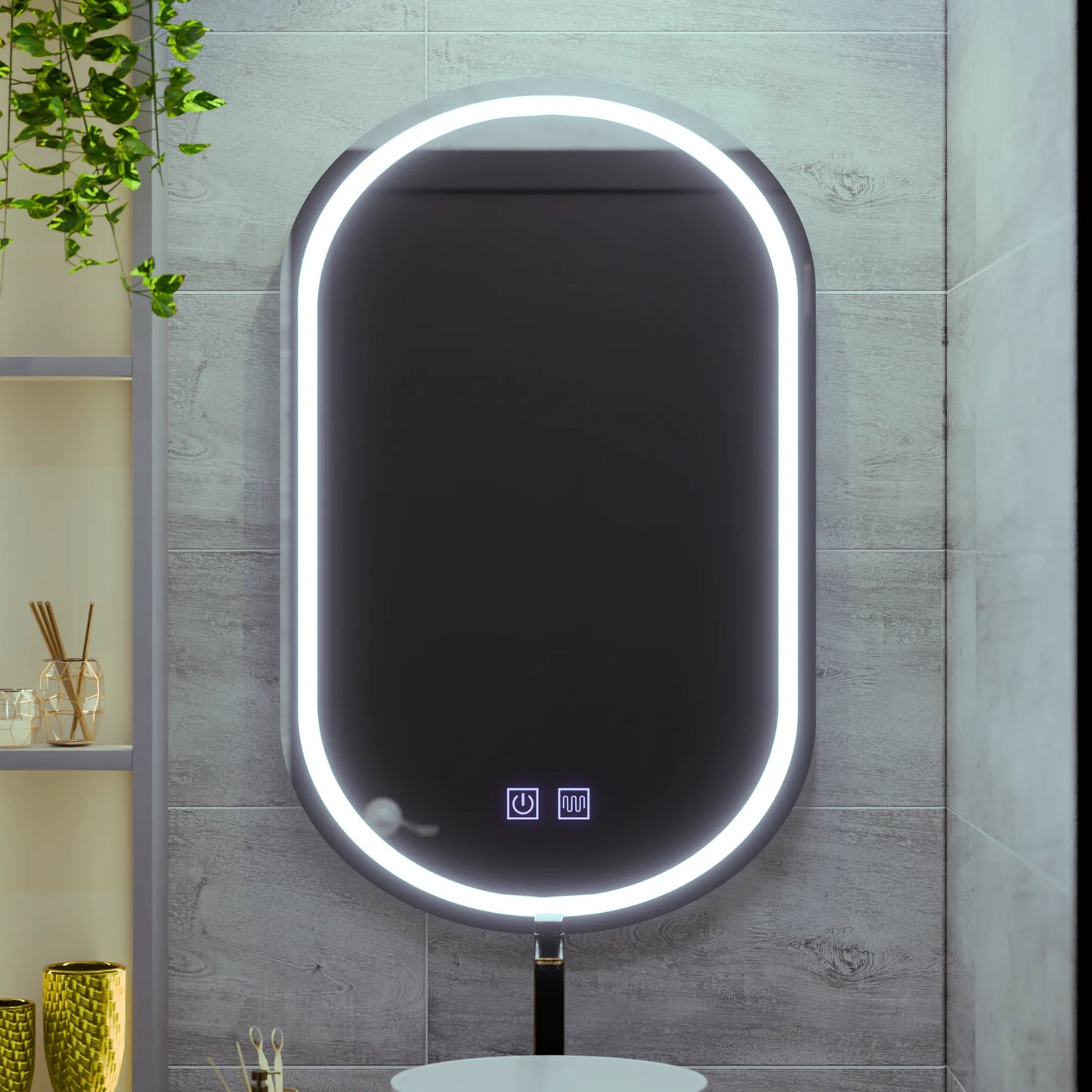 Oglinda LED Ovala 50x80, Velara Touch, Sistem Dezaburire, Dimabila