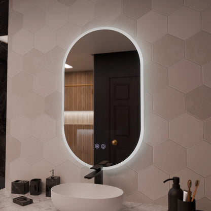 Oglinda LED Ovala 60x80cm Llexort, Touch, Sistem Dezaburire, Dimabila