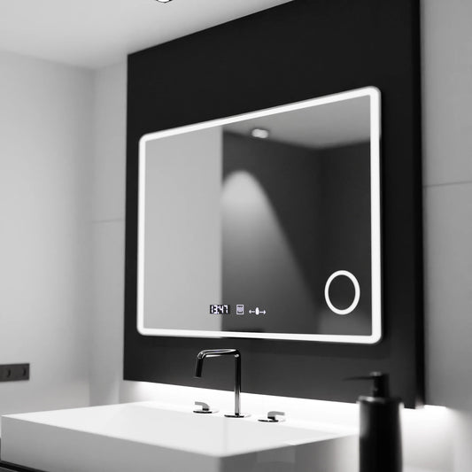 Oglinda LED Rectangulara 100x60 Aura Riflesso Puro MotionGlow Marcello, Sistem Dezaburire, Ceas, Dimabila