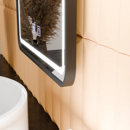 Oglinda LED Rectangulara 45x60cm Taglio Touch Sistem Dezaburire, Rama Neagra