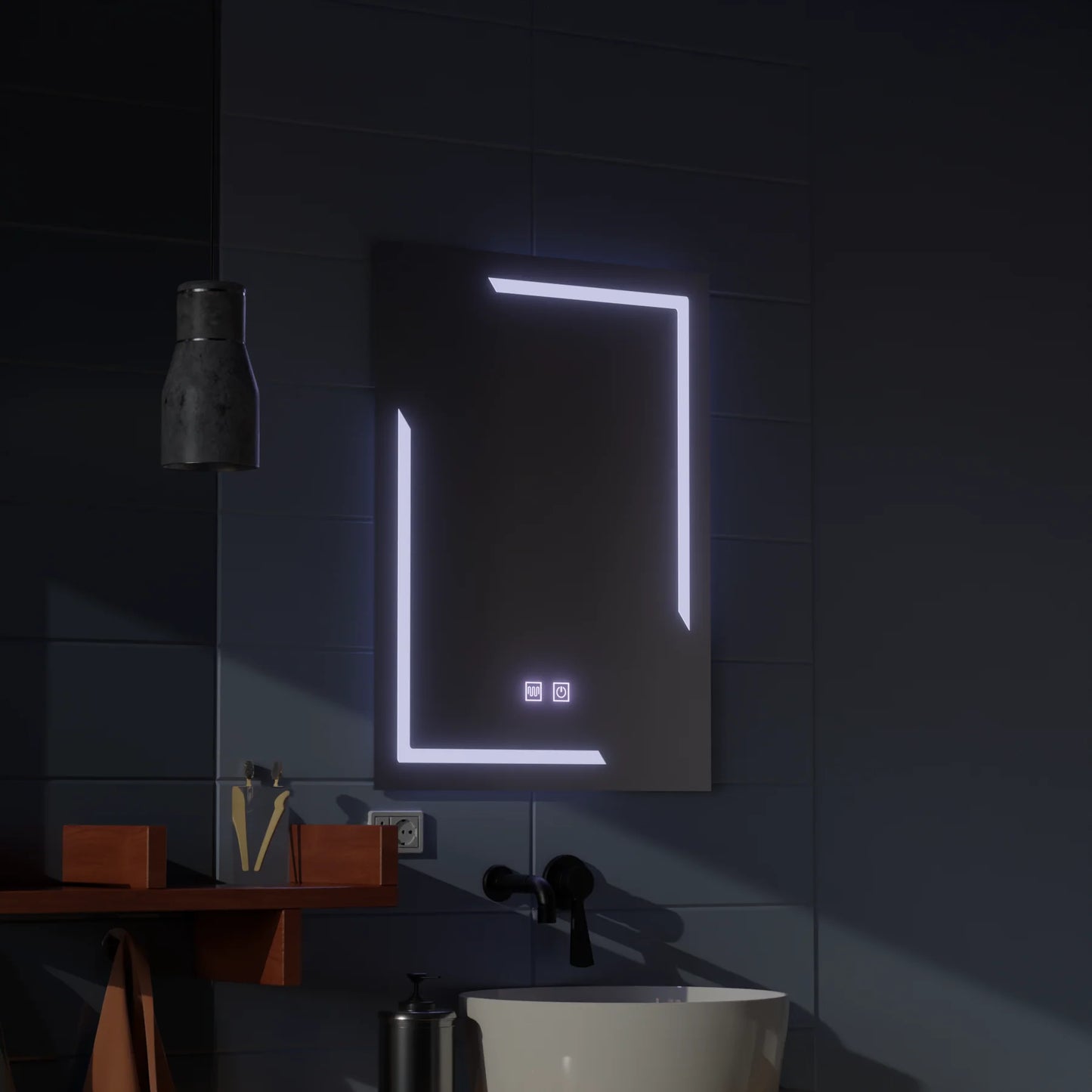Oglinda LED Rectangulara, 50x70cm, Touch Ulrich, Sistem Dezaburire, Dimabila