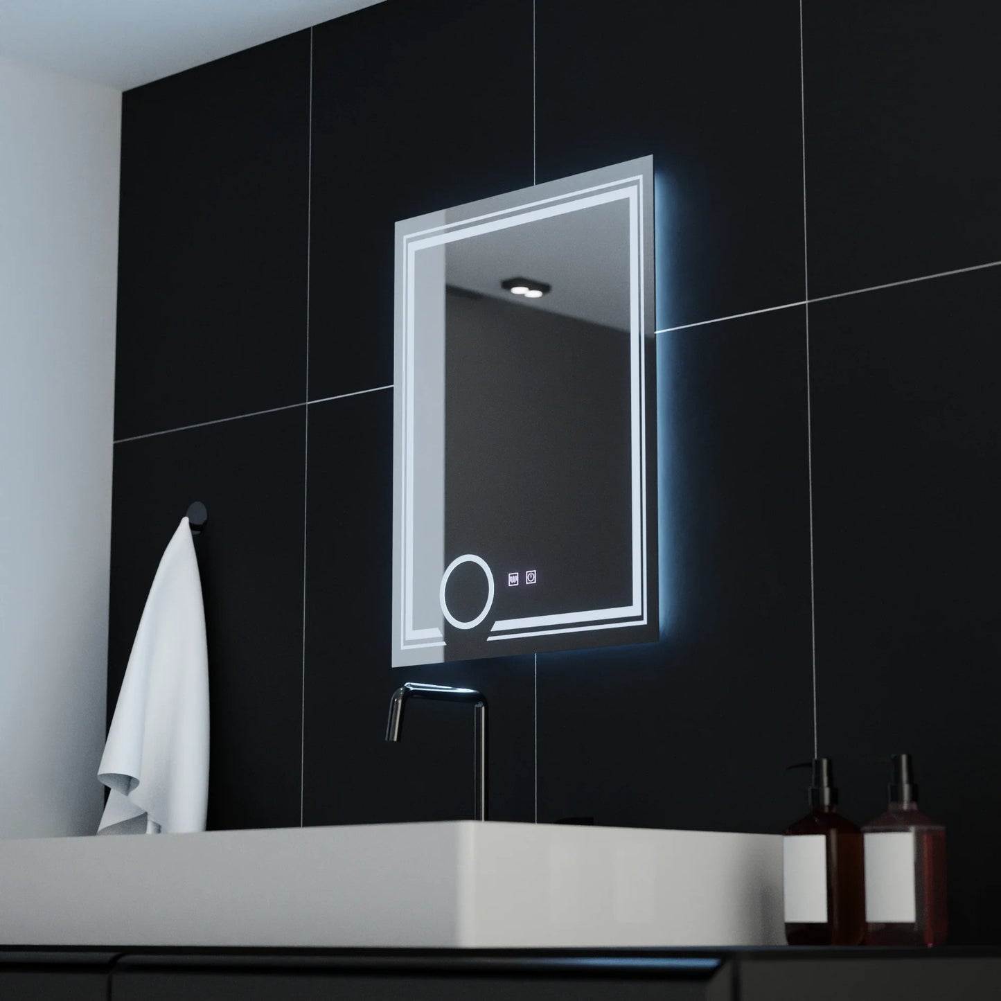 Oglinda LED Rectangulara, 60x80cm, CANTO Touch, Sistem Dezaburire, Dimabila