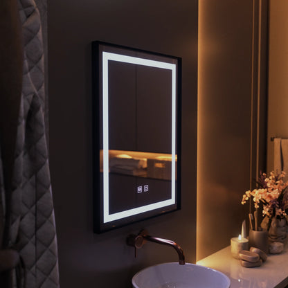 Oglinda LED Rectangulara 60x80cm Taglio Touch Sistem Dezaburire, Rama Neagra