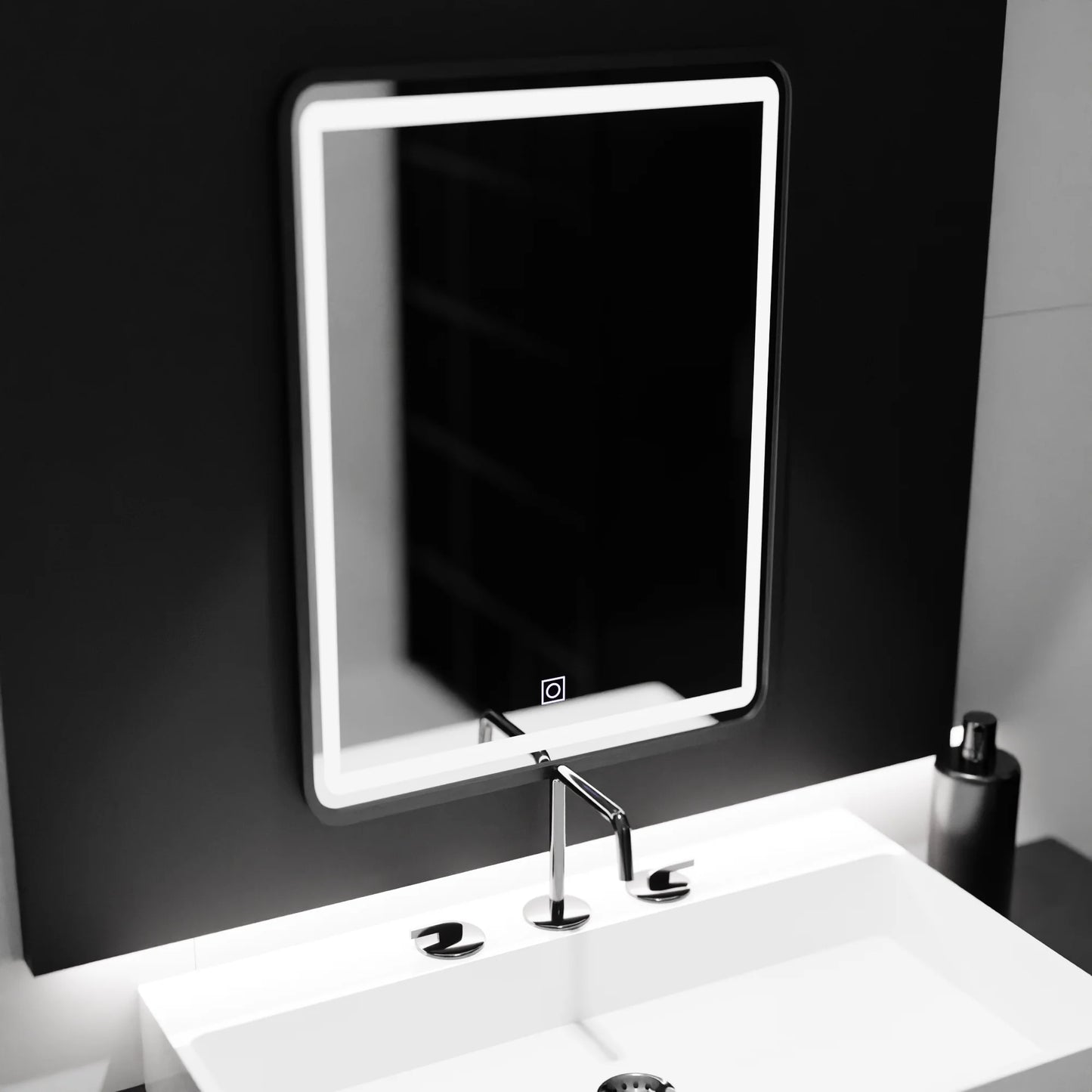 Oglinda LED Rectangulara 60x80cm Rama Neagra Basic Touch