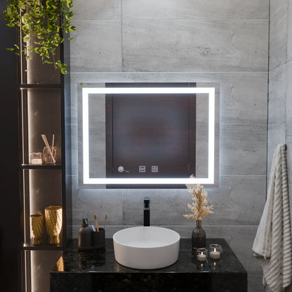 Oglinda LED Rectangulara, 80x60cm, RADIANTE Touch, Sistem Dezaburire, Dimabila