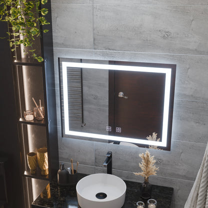 Oglinda LED Rectangulara, 80x60cm, RADIANTE Touch, Sistem Dezaburire, Dimabila