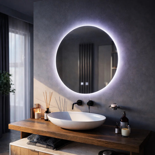 Oglinda LED Rotunda, 50cm, Isolda,Touch, Sistem Dezaburire, Lumina Rece 6000k