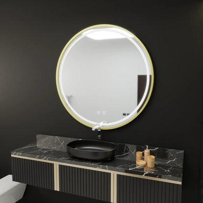 Oglinda LED Rotunda, 60cm, Glanz Touch, Sistem Dezaburire, Dimabila