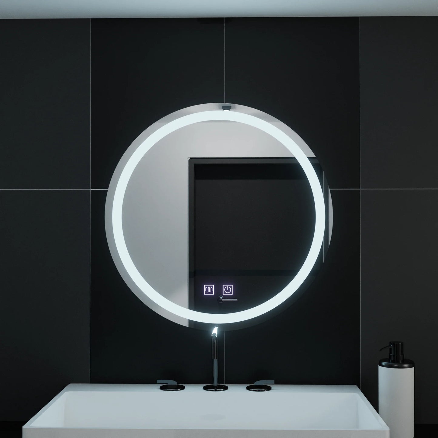 Oglinda LED Rotunda 50cm Lucea Touch Sistem Dezaburire