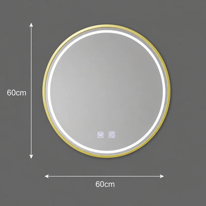 Oglinda LED Rotunda, 60cm, Glanz Touch, Sistem Dezaburire, Dimabila