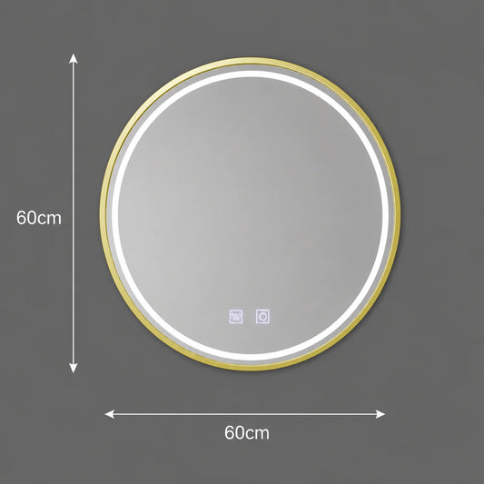 Oglinda LED Rotunda, 60cm, Glanz Touch, Sistem Dezaburire, Dimabila