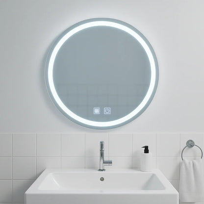 Oglinda LED Rotunda, 60cm, Sfera Touch, Sistem Dezaburire, Dimabila