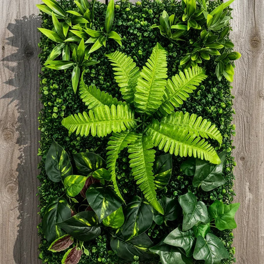 Planta Artificiala Panou de Gard Viu Mix Frunze de Piersic si Frunze Mixte, 40 x 60 cm, Verde