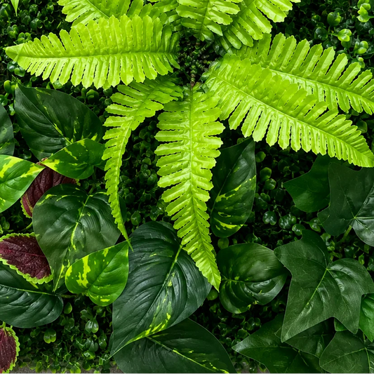 Planta Artificiala Panou de Gard Viu Mix Frunze de Piersic si Frunze Mixte, 40 x 60 cm, Verde