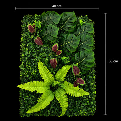 Planta Artificiala Panou de Gard Viu Mix Monstera, 40 x 60 cm, Verde