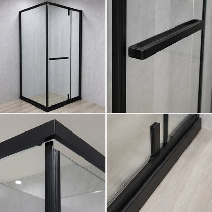 Paravan dus Walk-In 90x90x195 cm, sticla securizata 7.6 mm, satin, profil metalic rezistent, Negru